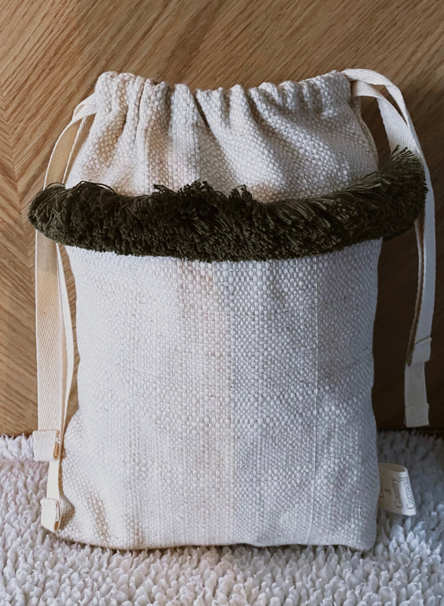 Gift Bag - olive fringe