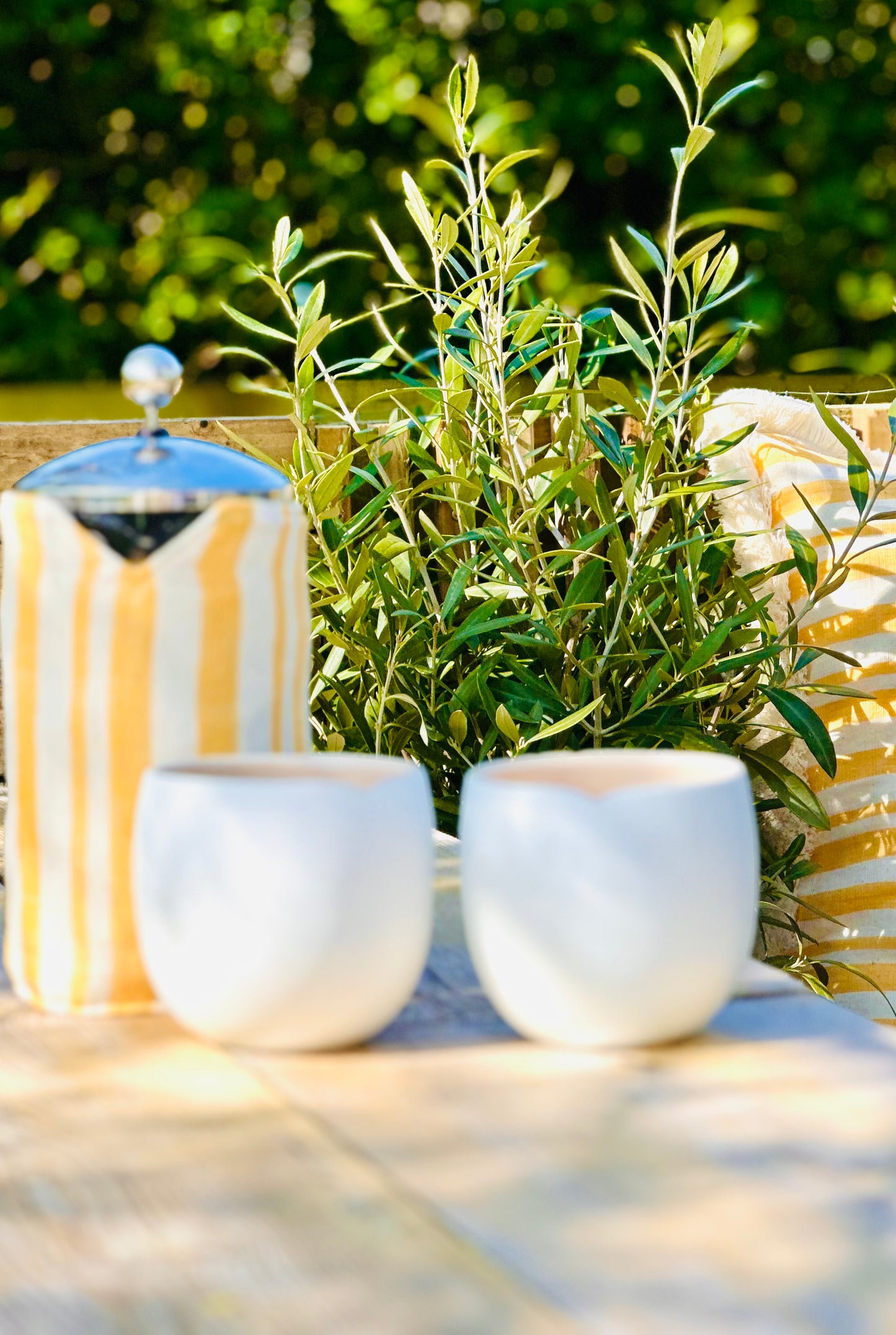 Reversible cafetiere cosy - lemon & olive