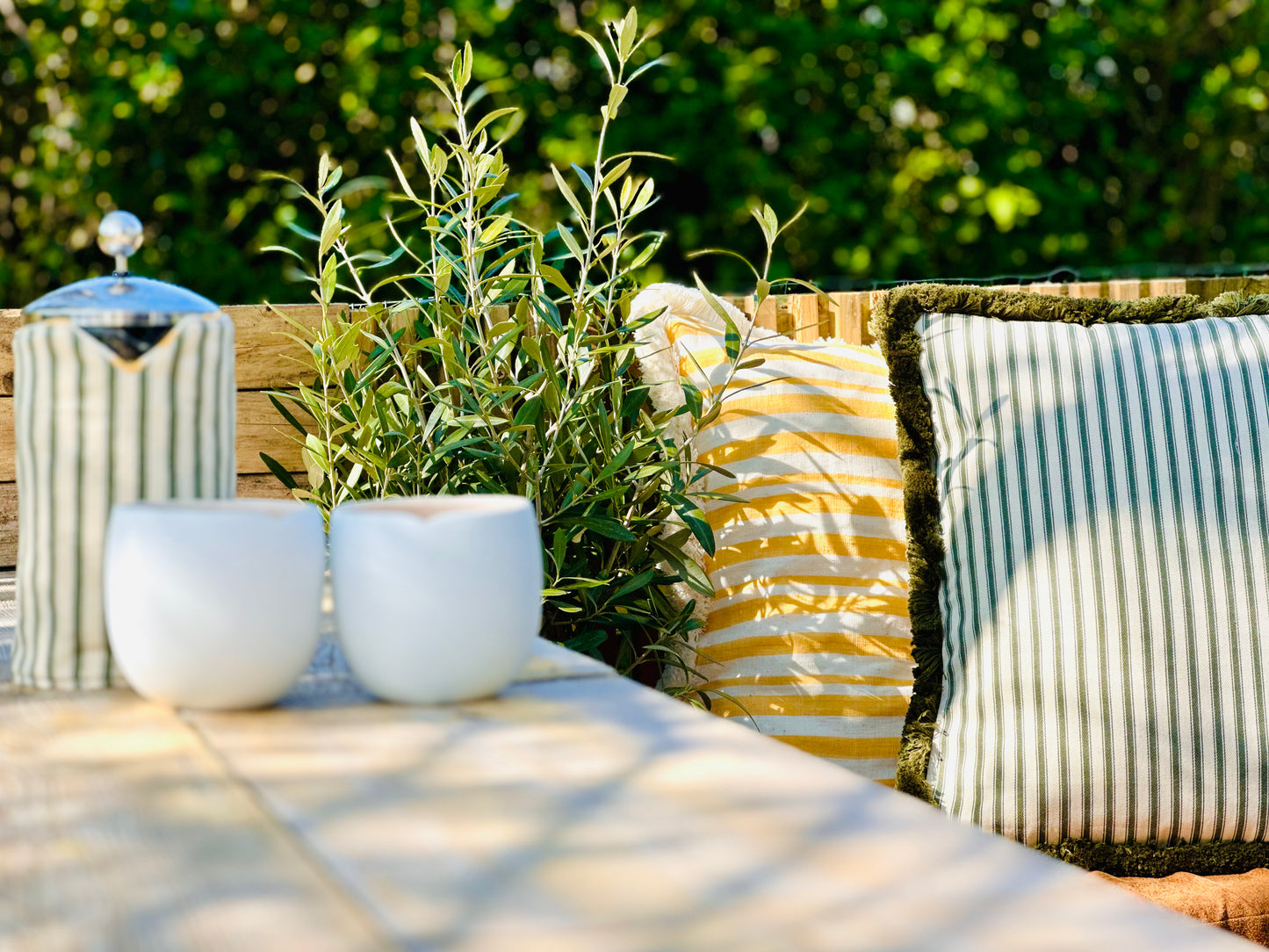 Reversible cafetiere cosy - lemon & olive