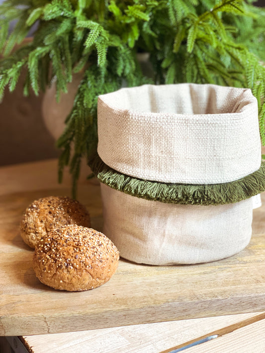 Christmas Bread Basket - green fringe