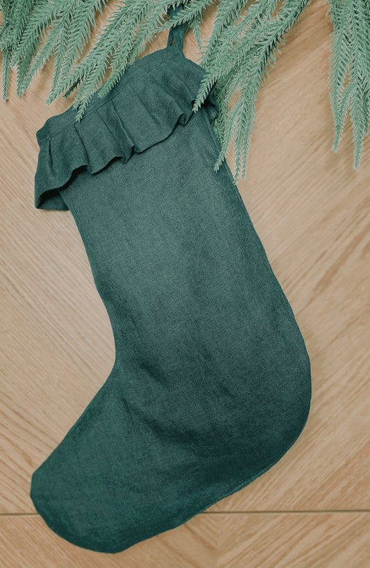 Frilled edge Christmas stocking - old pine