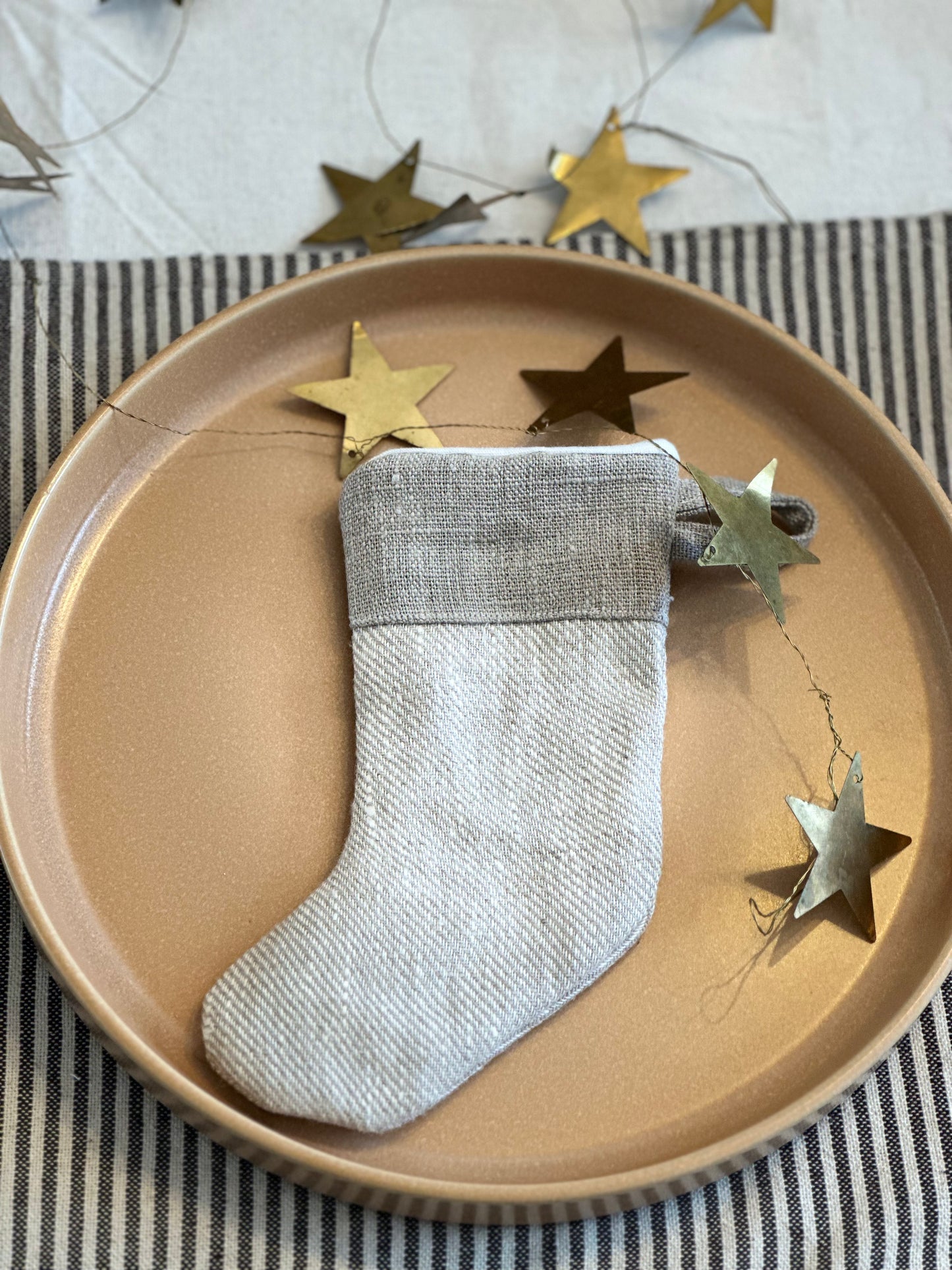 Mini Christmas Stocking Place Setting - set of 4 (linen twill)