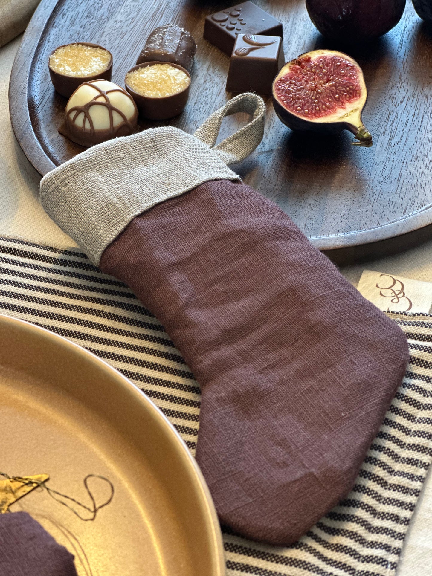 Mini Christmas Stocking Place Setting - set of 4 (burnt berry)