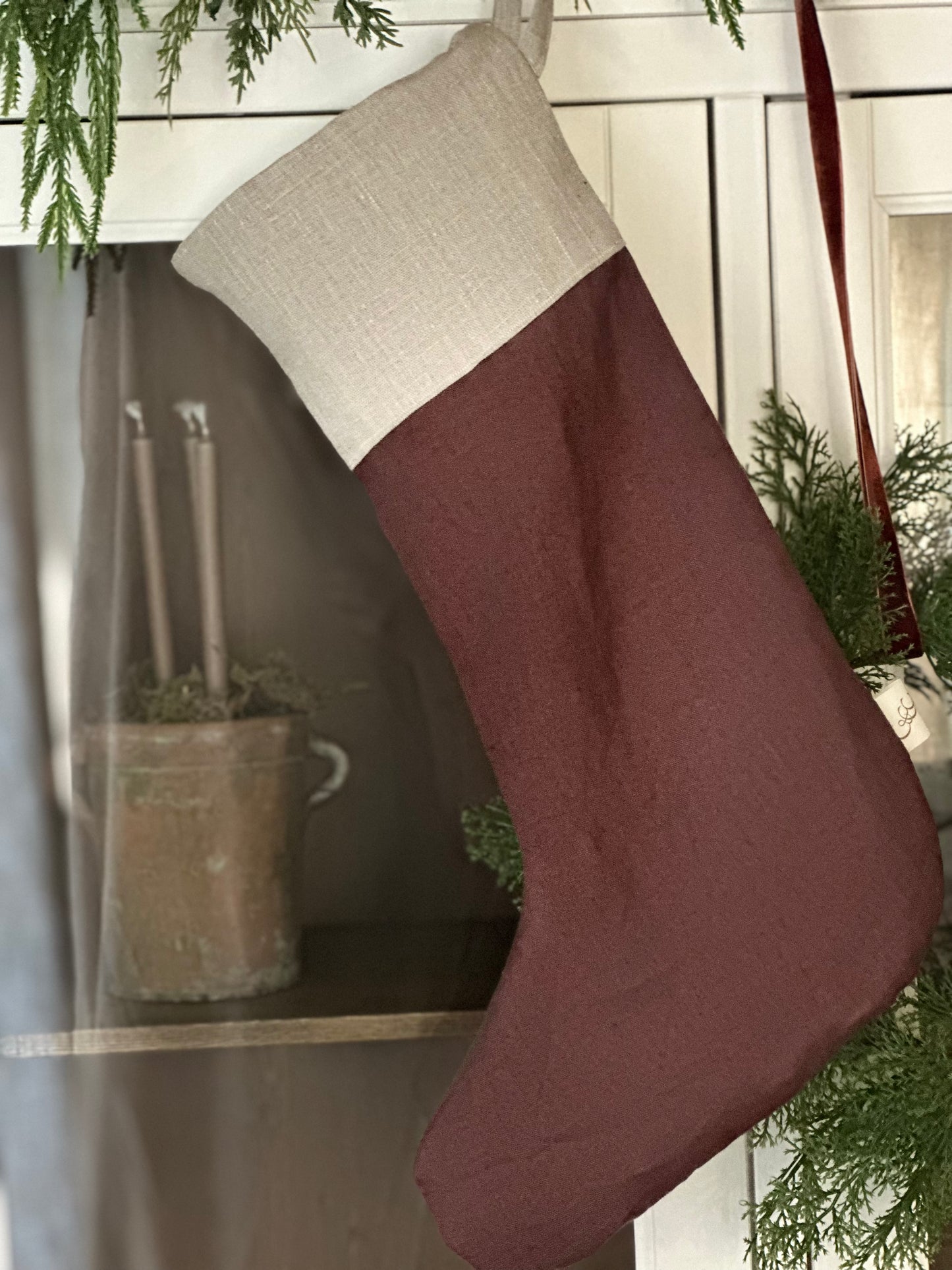 Christmas Stocking - burnt berry
