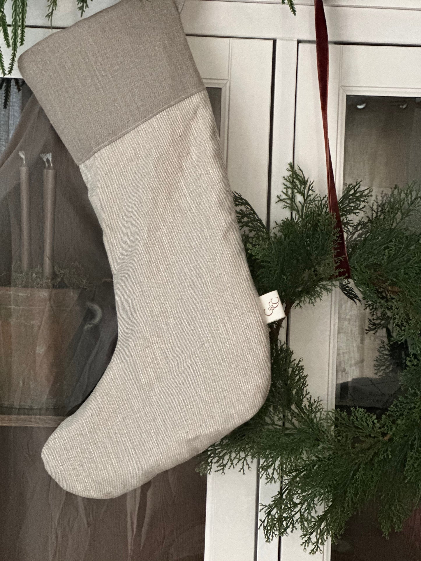 Christmas Stocking - linen twill