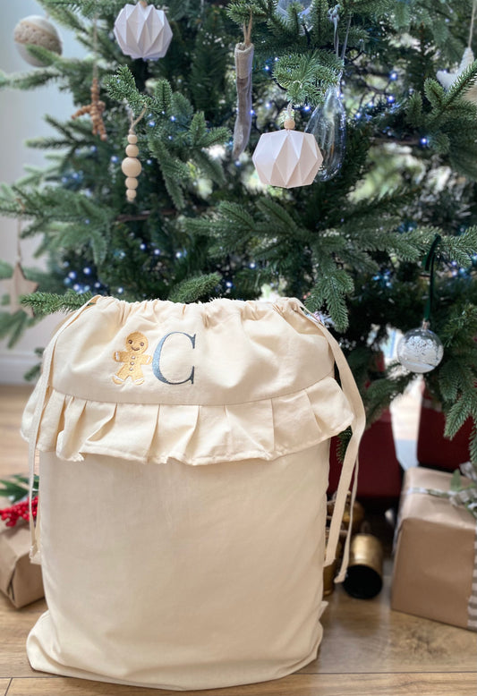 Personalised Christmas Sack with Gingerbread Man