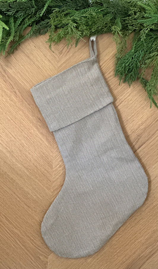 Olive Herringbone Christmas stocking