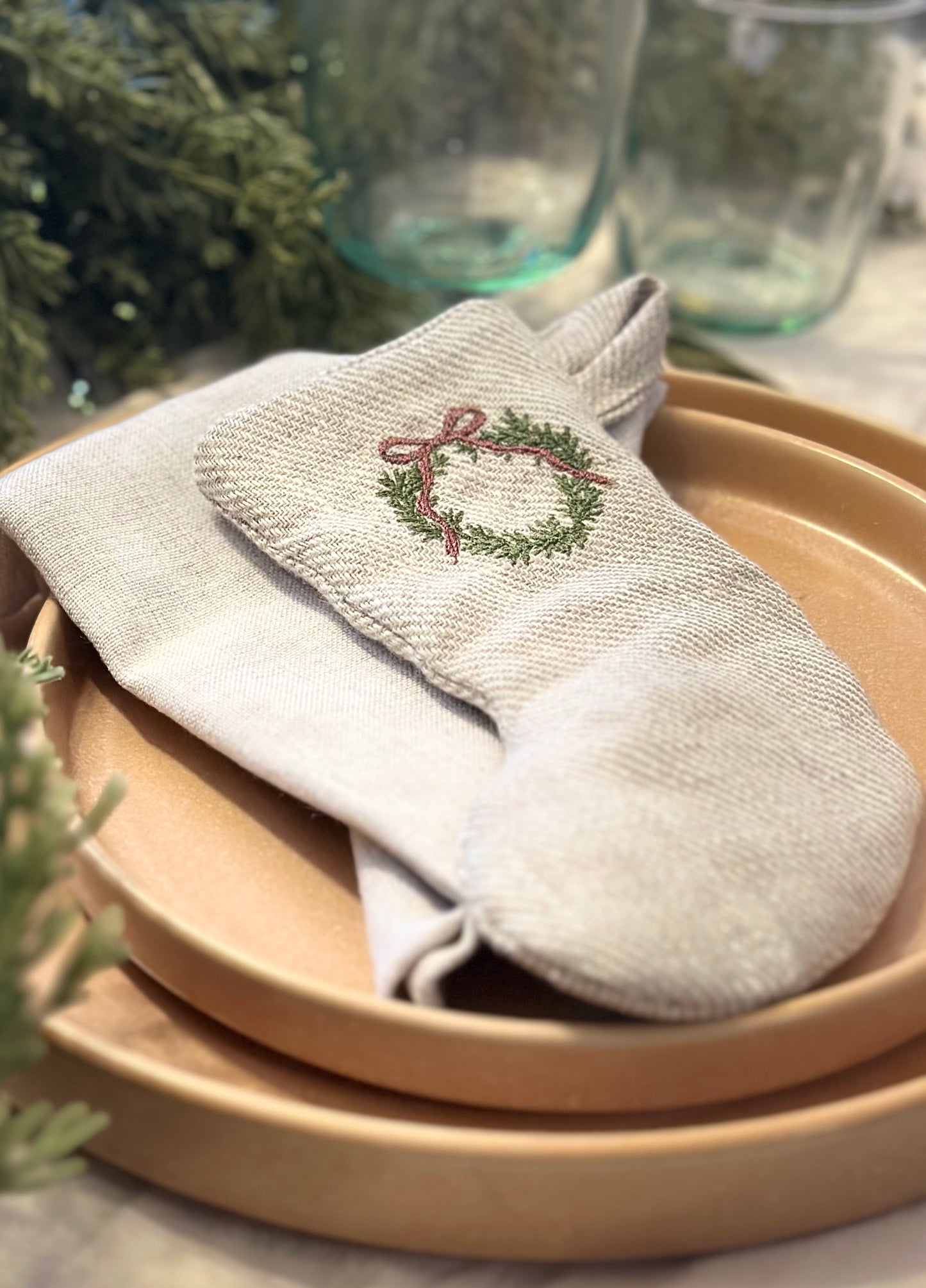 Mini Embroidered Christmas Stocking Place Setting - set of 4