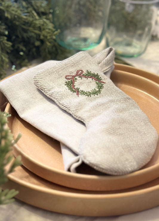 Mini Embroidered Christmas Stocking Place Setting - set of 4